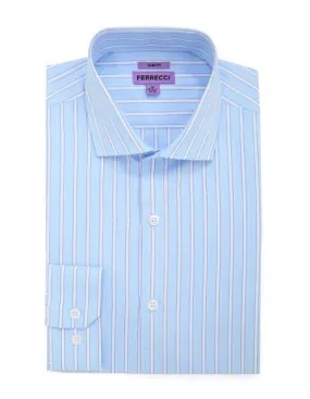 100% Cotton French Cuff Blue Men's Dress Shirt