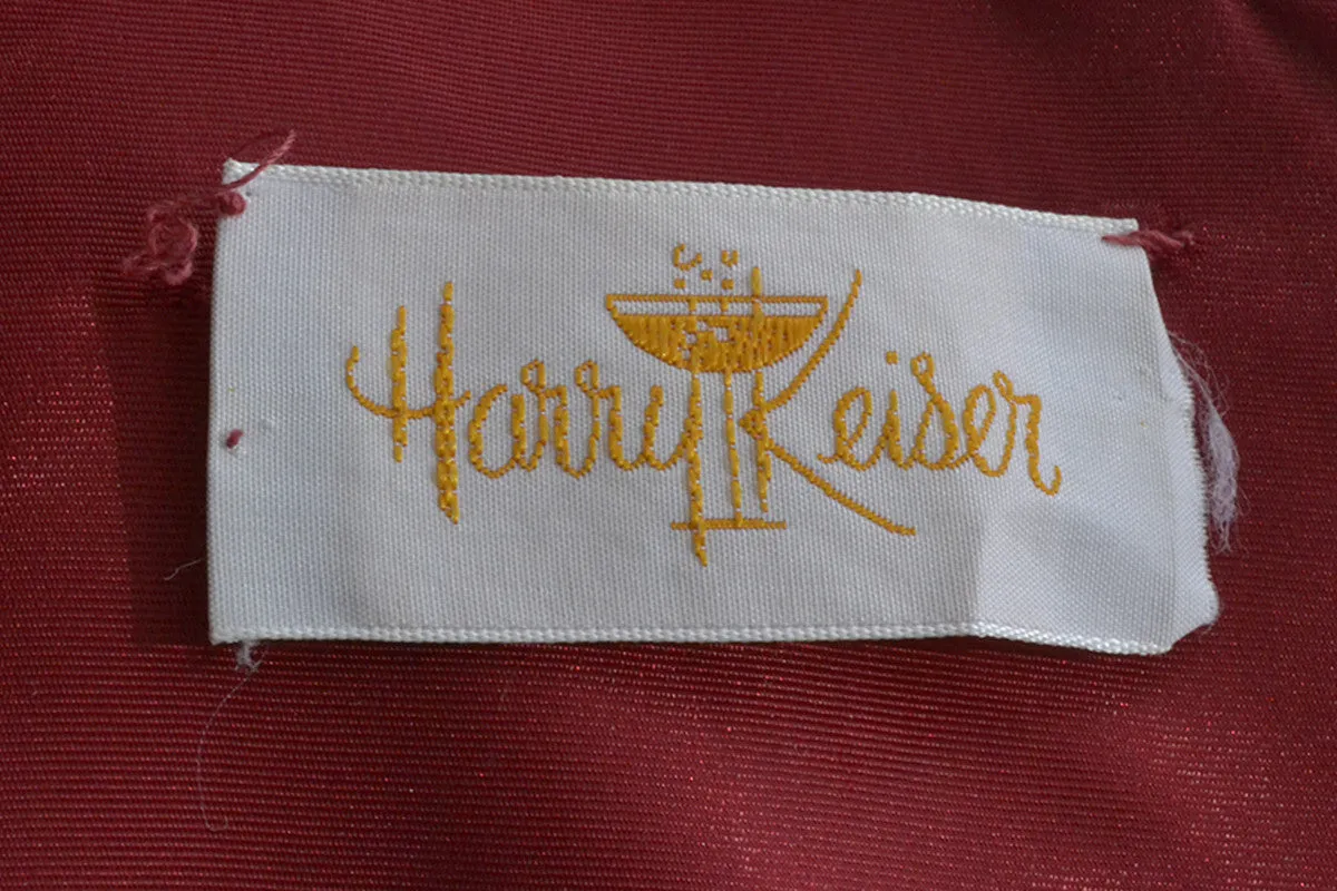 1960's Harry Kaiser Red Velvet and Ivory Satin Jacquard Vintage Dress