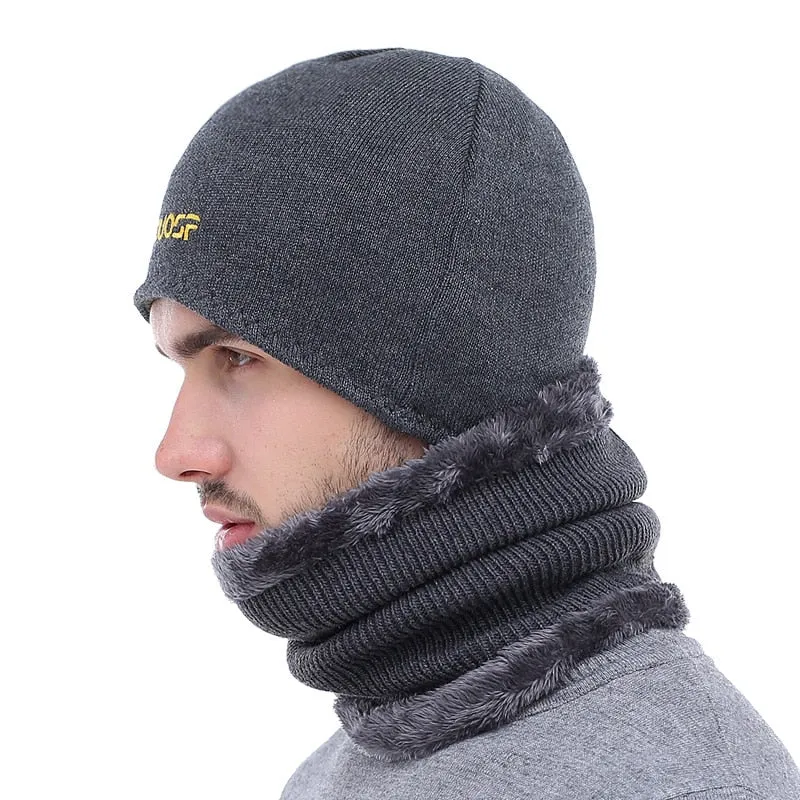 2 Piece Winter Beanie Knitted Hat Scarf Skullies Beanies Winter Hats For Men Women Caps Gorras Bonnet Fashion Cap Hats
