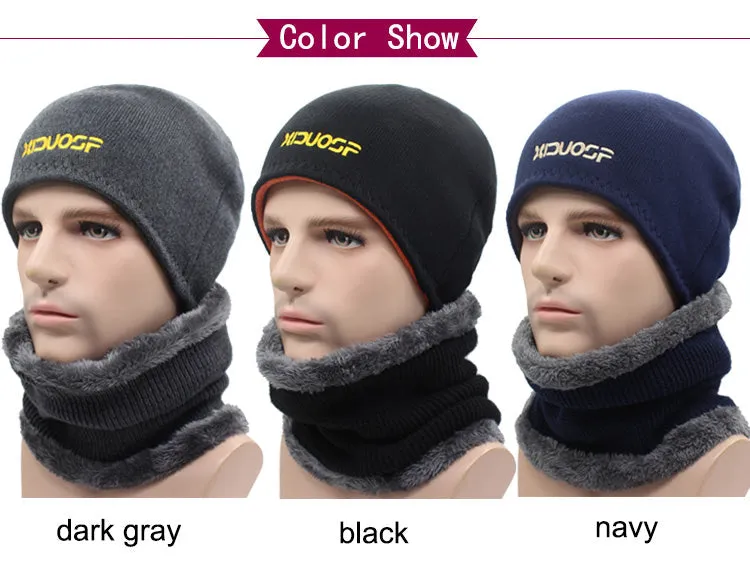 2 Piece Winter Beanie Knitted Hat Scarf Skullies Beanies Winter Hats For Men Women Caps Gorras Bonnet Fashion Cap Hats