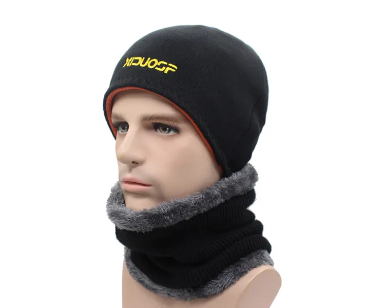 2 Piece Winter Beanie Knitted Hat Scarf Skullies Beanies Winter Hats For Men Women Caps Gorras Bonnet Fashion Cap Hats