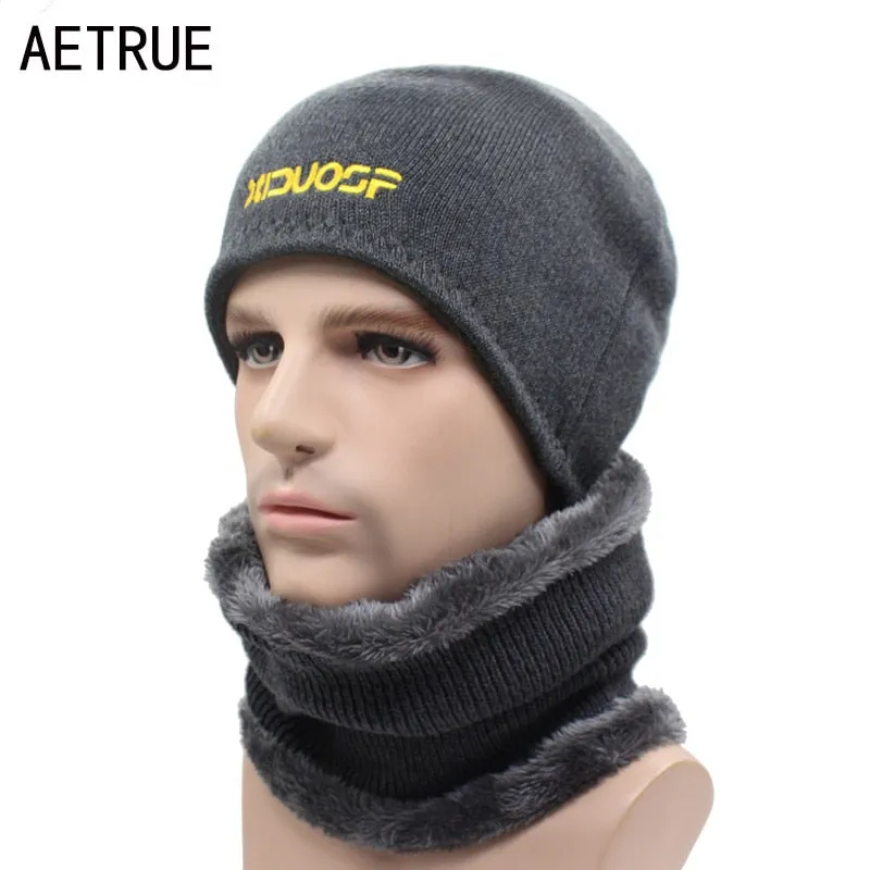 2 Piece Winter Beanie Knitted Hat Scarf Skullies Beanies Winter Hats For Men Women Caps Gorras Bonnet Fashion Cap Hats