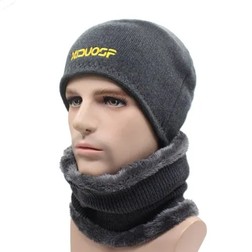 2 Piece Winter Beanie Knitted Hat Scarf Skullies Beanies Winter Hats For Men Women Caps Gorras Bonnet Fashion Cap Hats