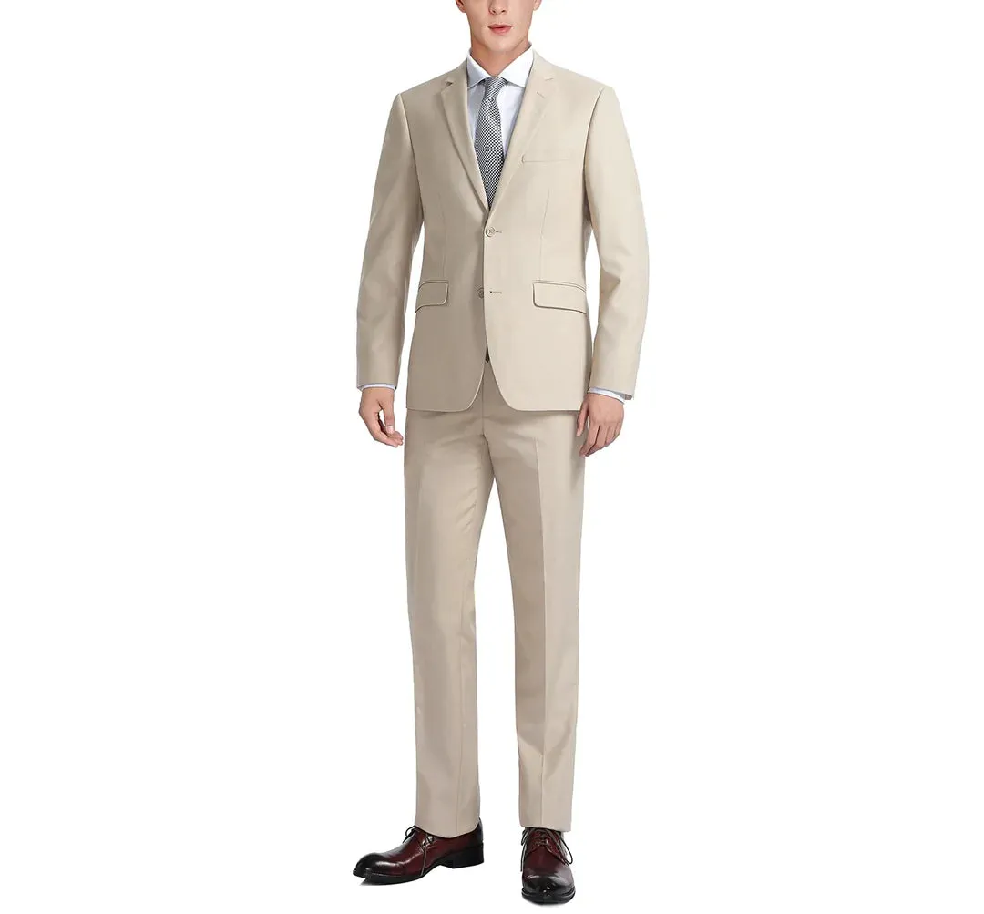 201-3 Men's Beige 2-Piece Single Breasted Notch Lapel Suit
