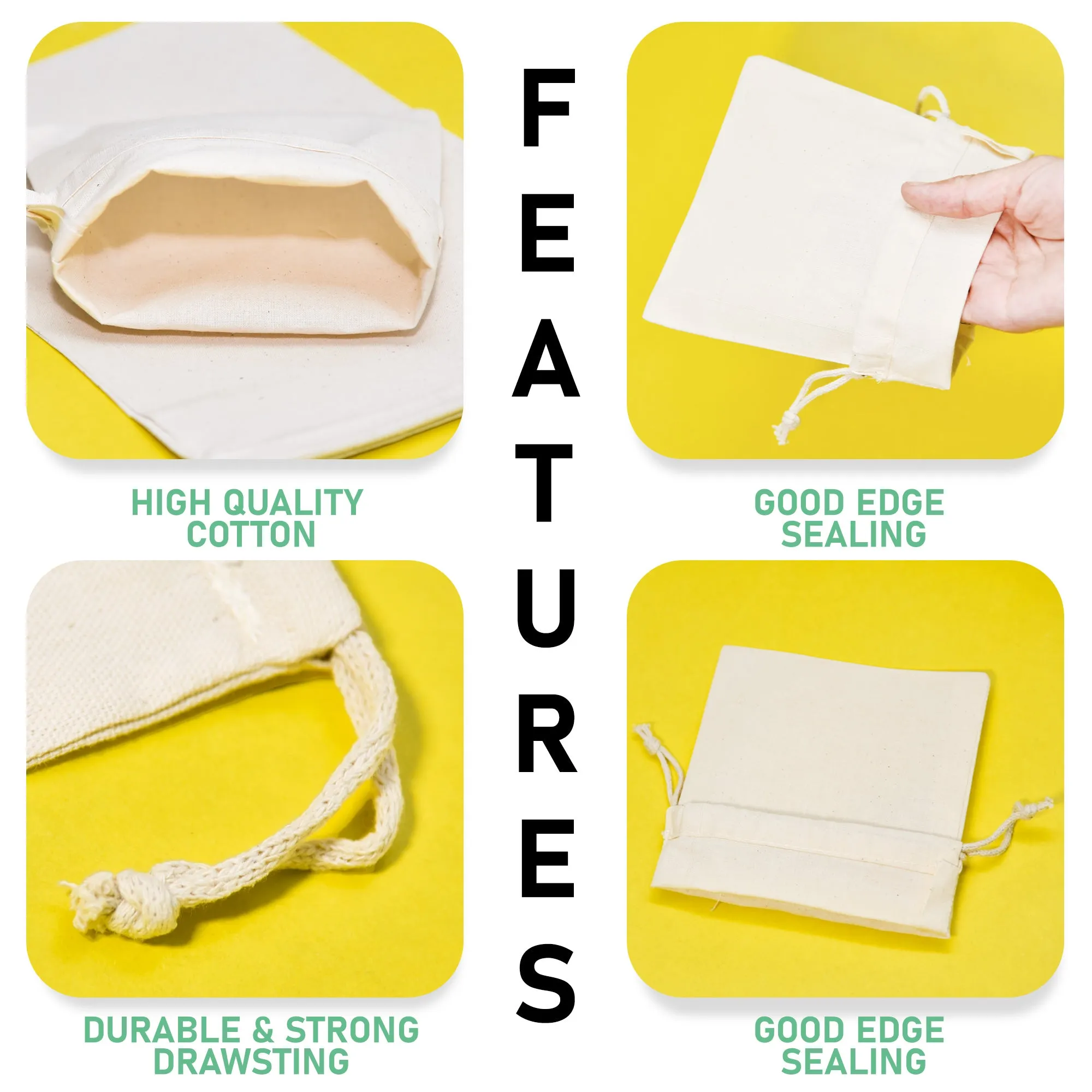 3x5 inch Premium Quality Muslin Bags