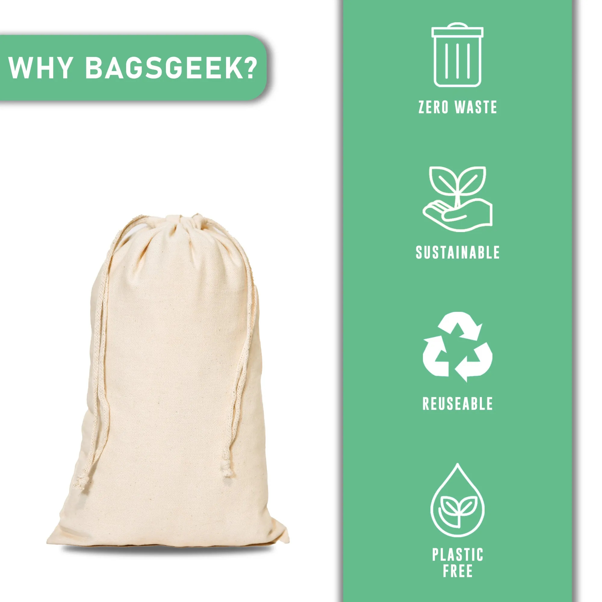 3x5 inch Premium Quality Muslin Bags