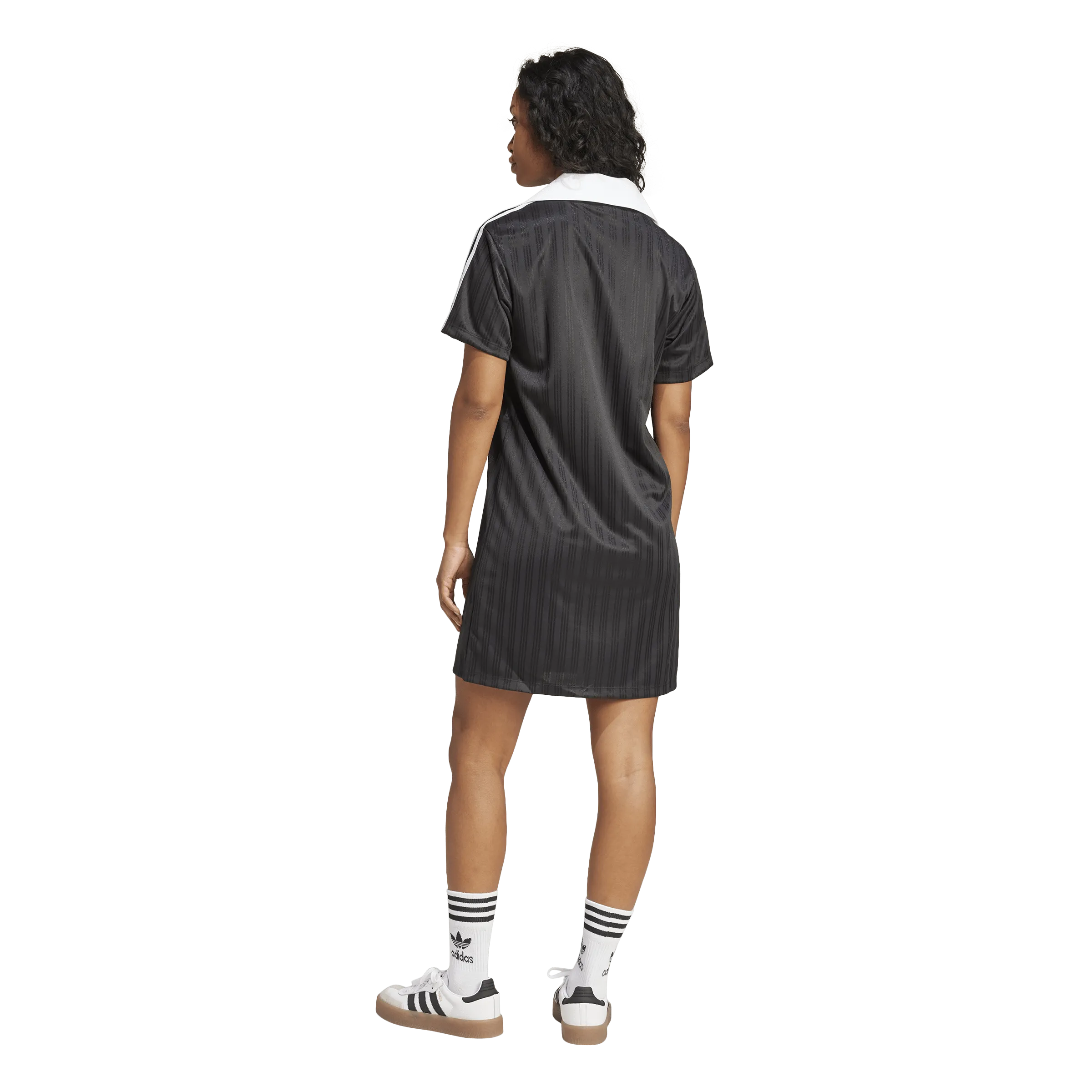adidas Womens Adicolor Football Jacquard V-Neck Dress - Black