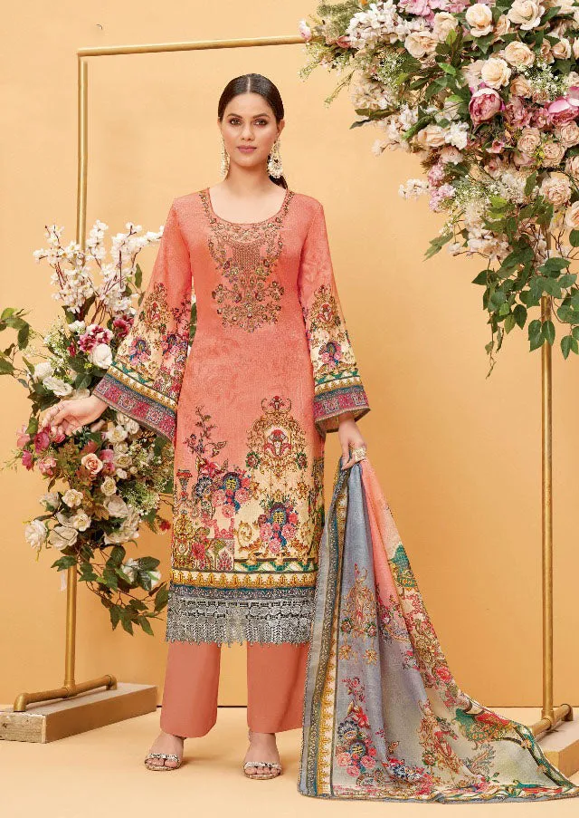 Alok Unstitched Pakistani Style Cotton Suits with Embroidery
