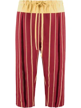 Aso-Oke Cropped Trousers - Red