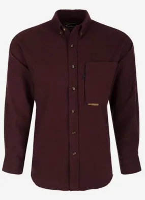 Autumn Brushed Twill Houndstooth LS in Windsor Wine by Drake