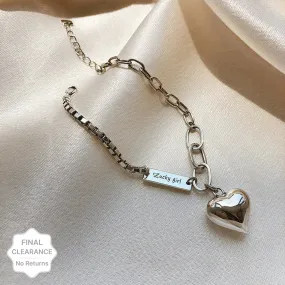 Beautiful Heart Shaped Silver Bracelet Set - Set Of 1