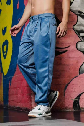 Blue Double Pleated Baggy fit Blue Korean Trousers