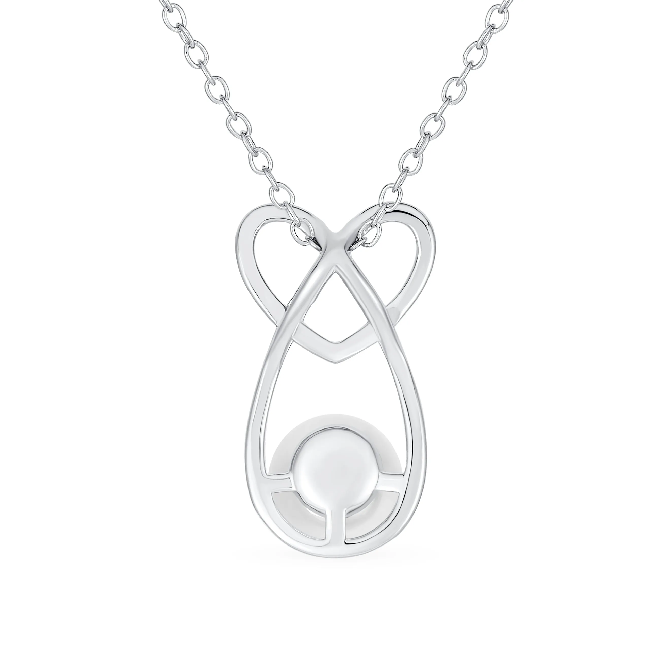 Bridal Set Freshwater Pearl Pendant Necklace Stud Earrings .925 Silver