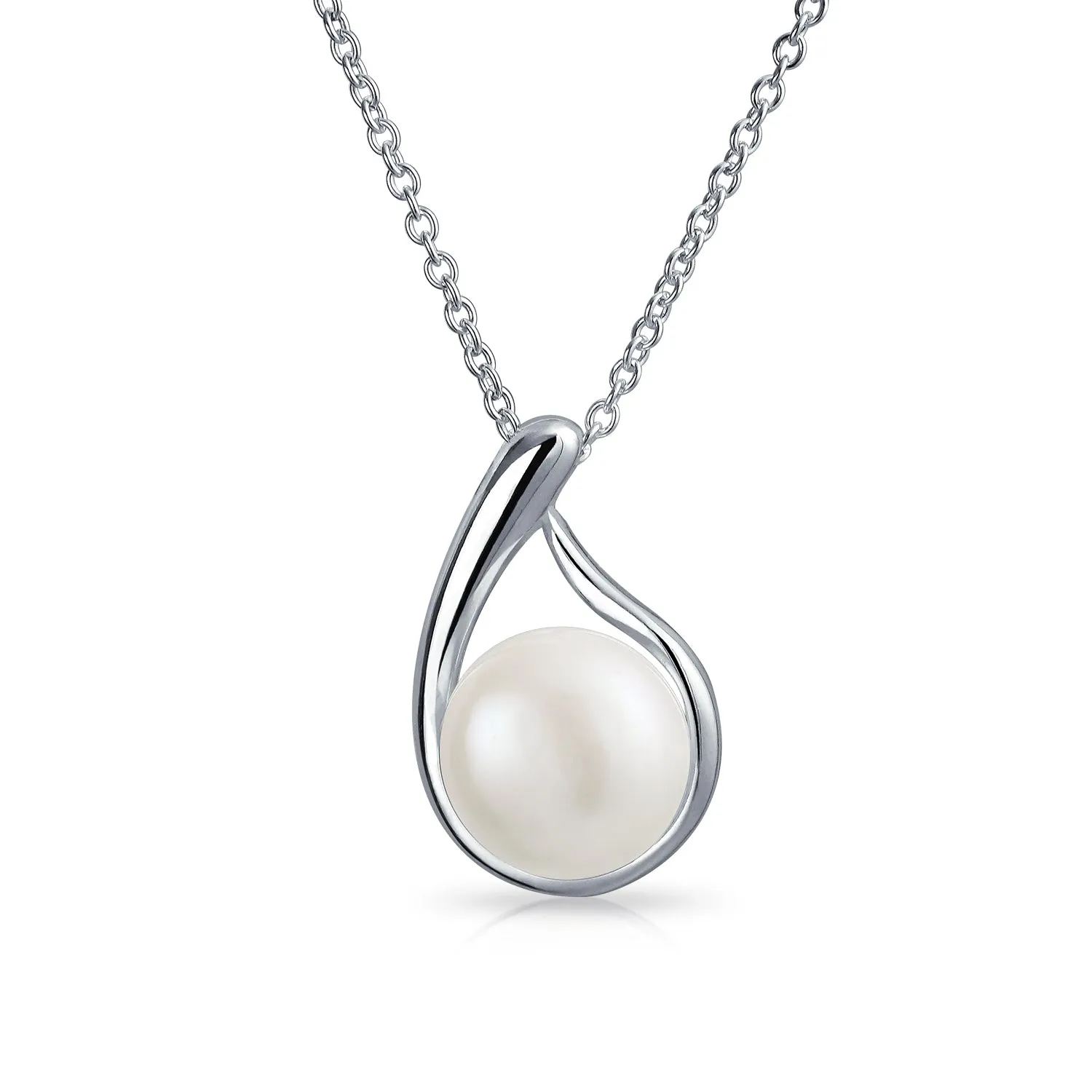 Bridal Set Freshwater Pearl Pendant Necklace Stud Earrings .925 Silver