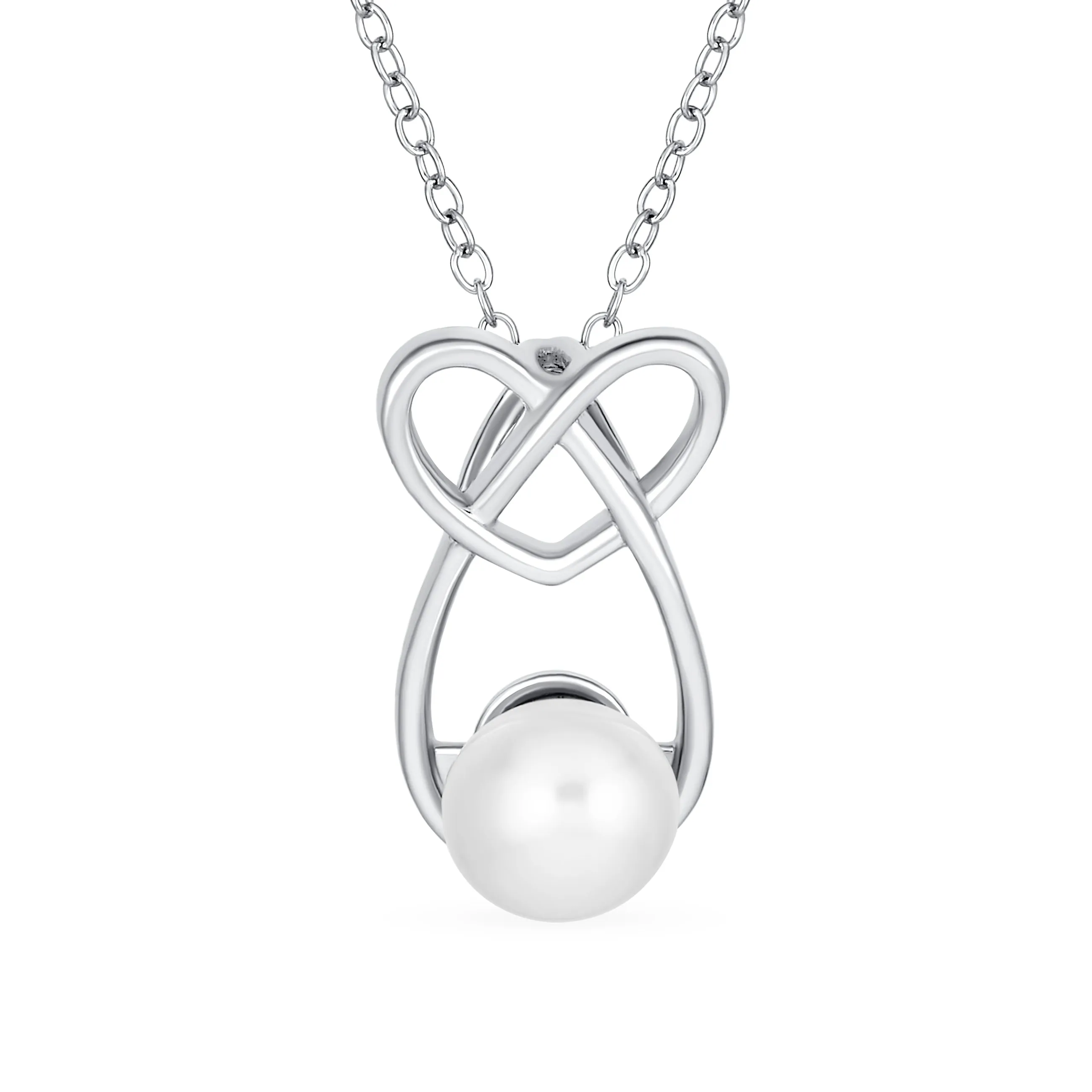 Bridal Set Freshwater Pearl Pendant Necklace Stud Earrings .925 Silver