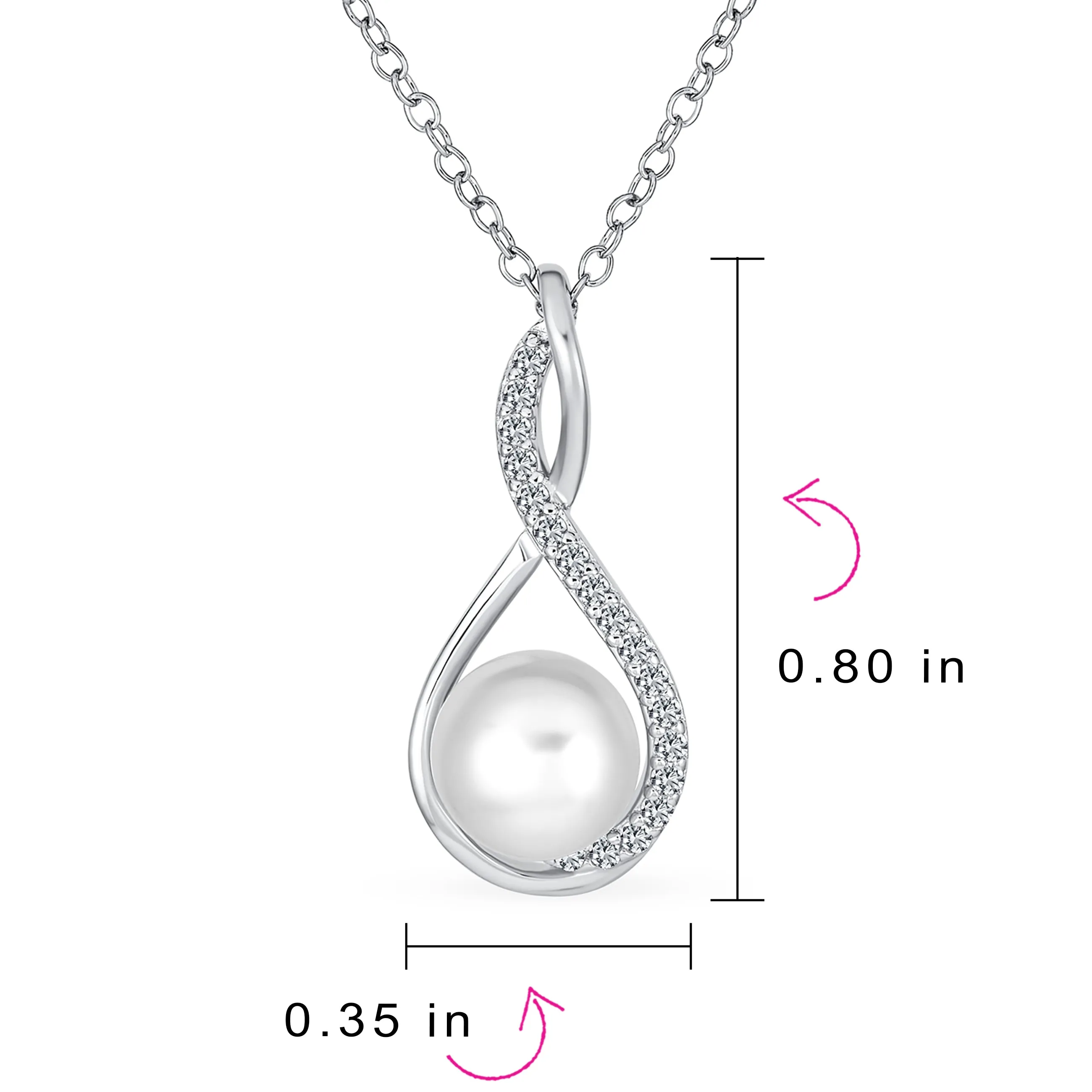 Bridal Set Freshwater Pearl Pendant Necklace Stud Earrings .925 Silver