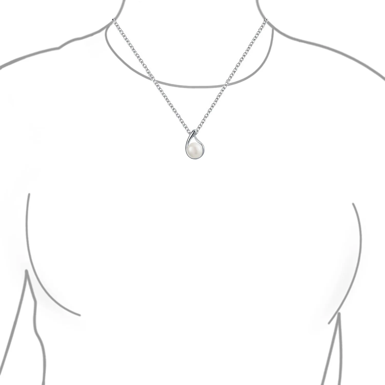 Bridal Set Freshwater Pearl Pendant Necklace Stud Earrings .925 Silver