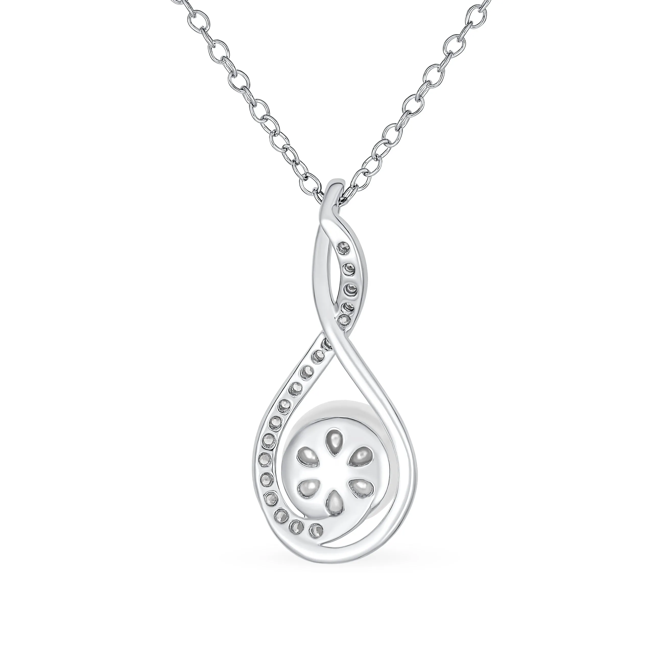 Bridal Set Freshwater Pearl Pendant Necklace Stud Earrings .925 Silver