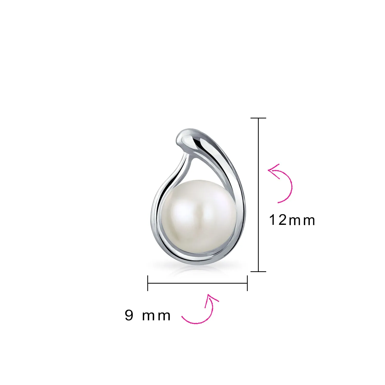 Bridal Set Freshwater Pearl Pendant Necklace Stud Earrings .925 Silver