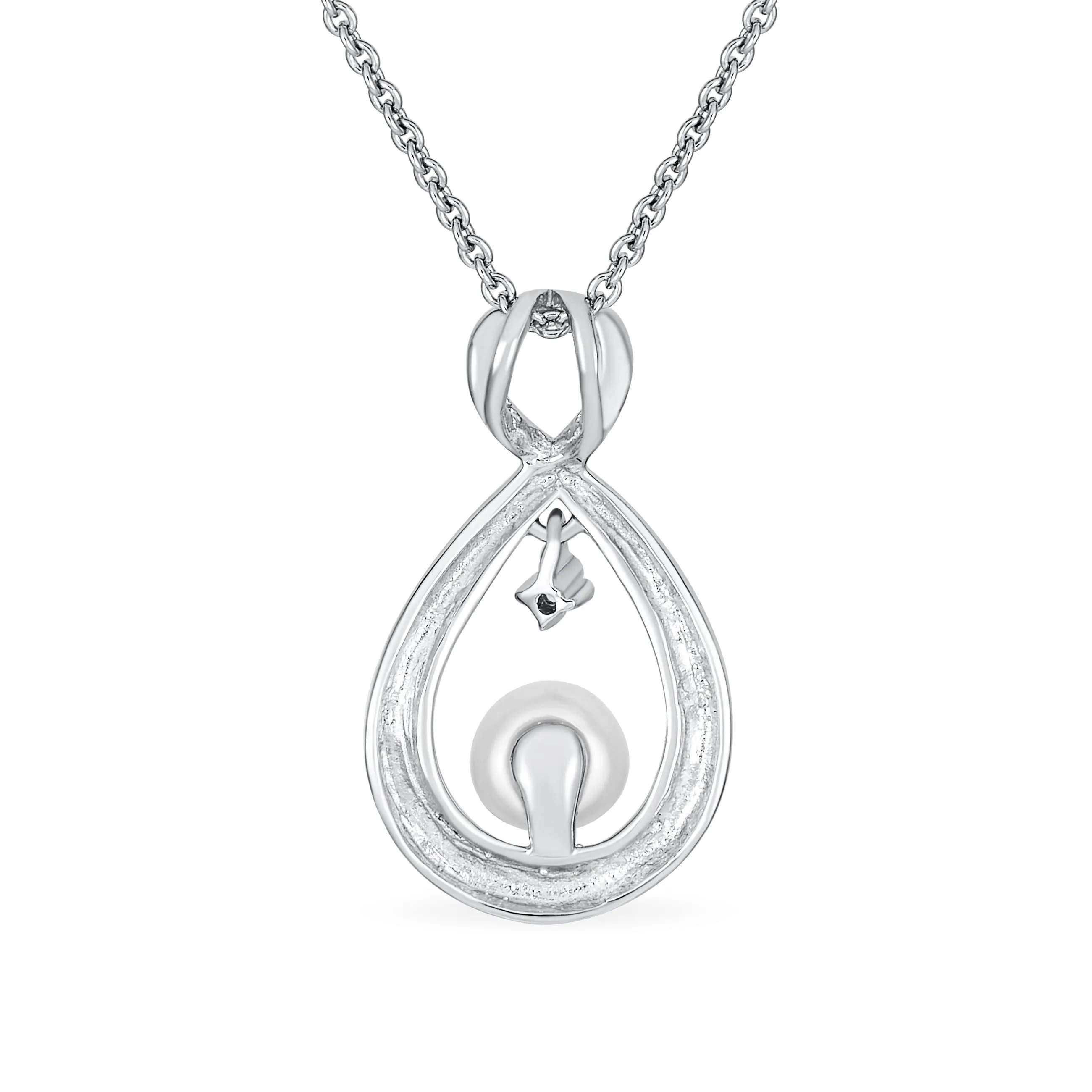 Bridal Set Freshwater Pearl Pendant Necklace Stud Earrings .925 Silver