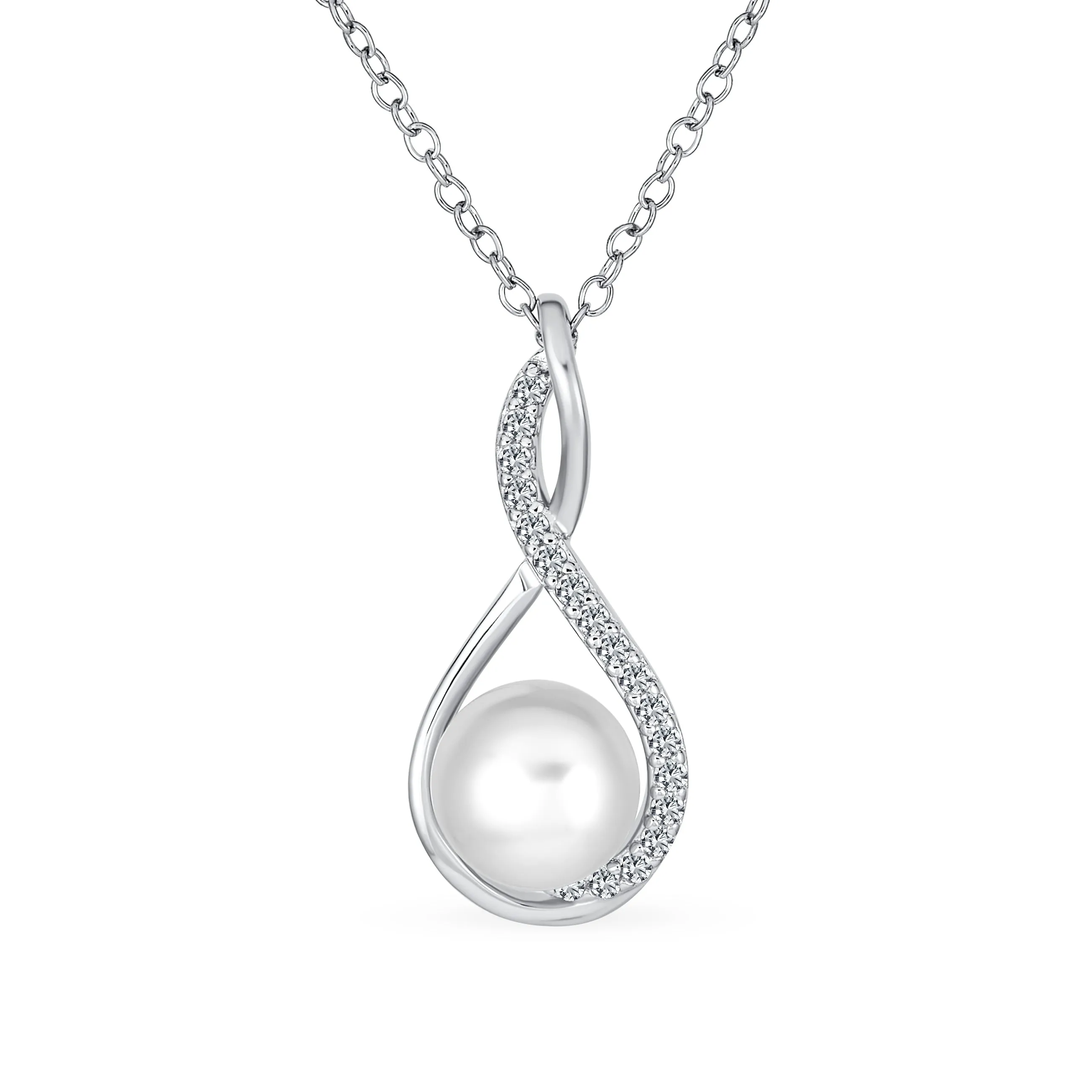 Bridal Set Freshwater Pearl Pendant Necklace Stud Earrings .925 Silver