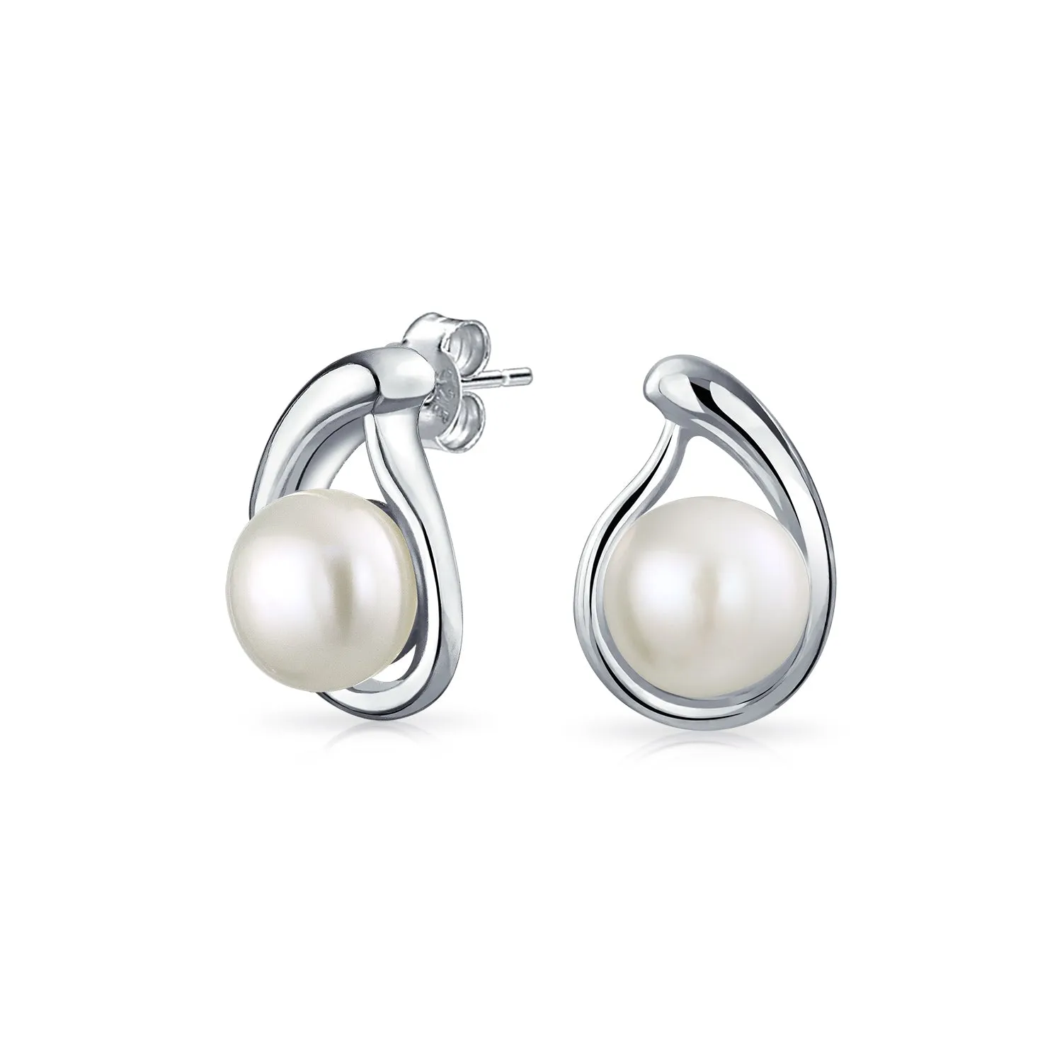 Bridal Set Freshwater Pearl Pendant Necklace Stud Earrings .925 Silver