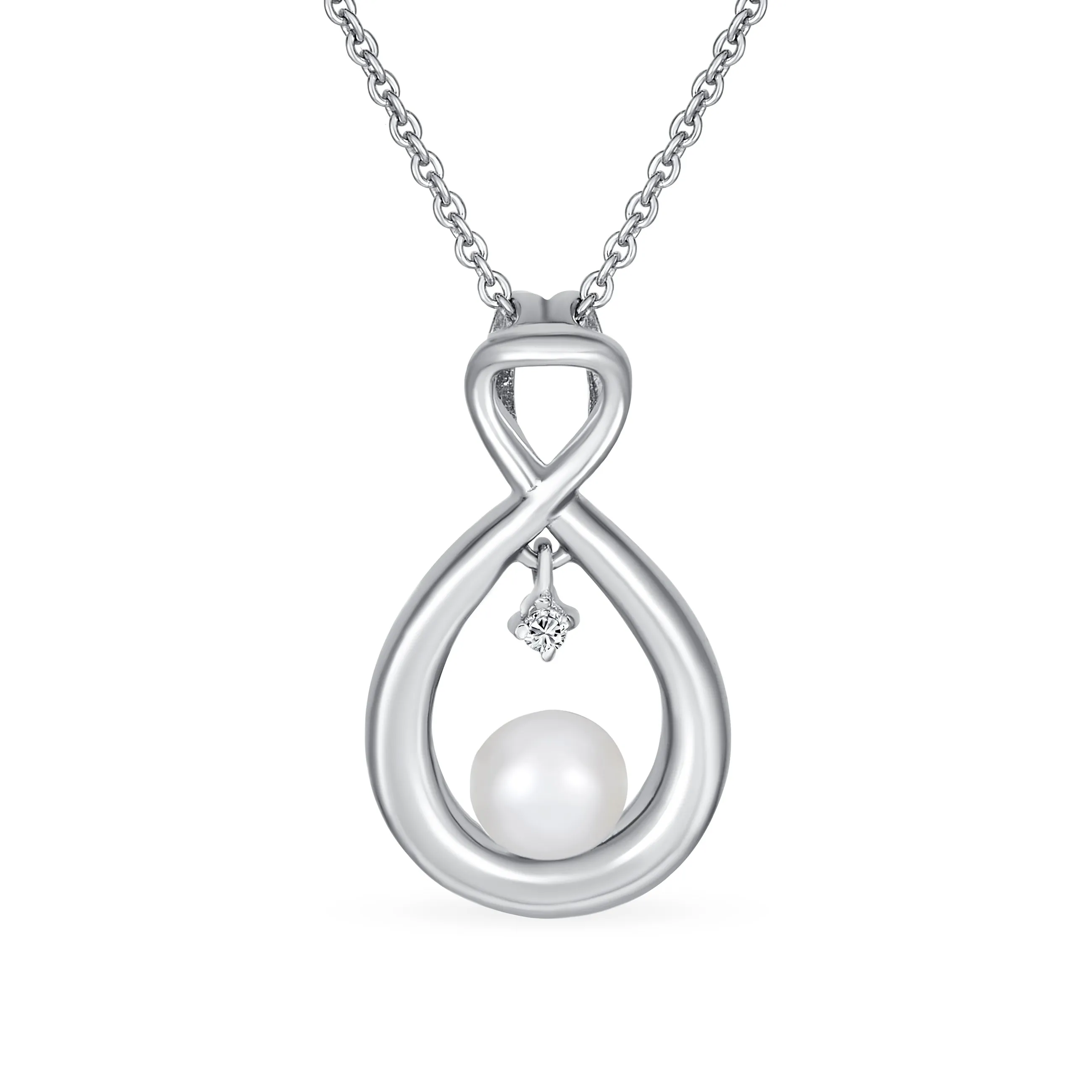 Bridal Set Freshwater Pearl Pendant Necklace Stud Earrings .925 Silver