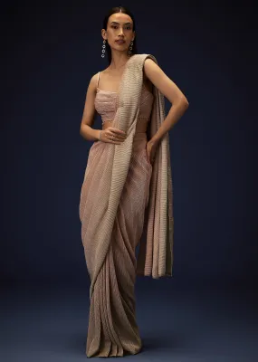 Champagne Ombre Ready To Wear Saree With Pleated Saree
