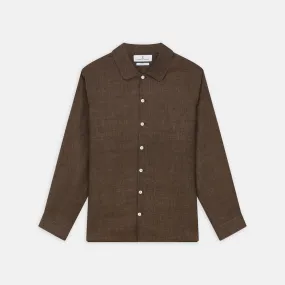 Chocolate Brown Linen Holiday Fit Fellows Shirt