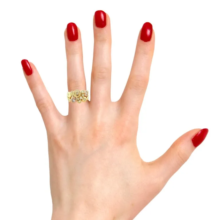 Diamond "Fireworks" Band Ring in 18k Rose and Yellow Gold