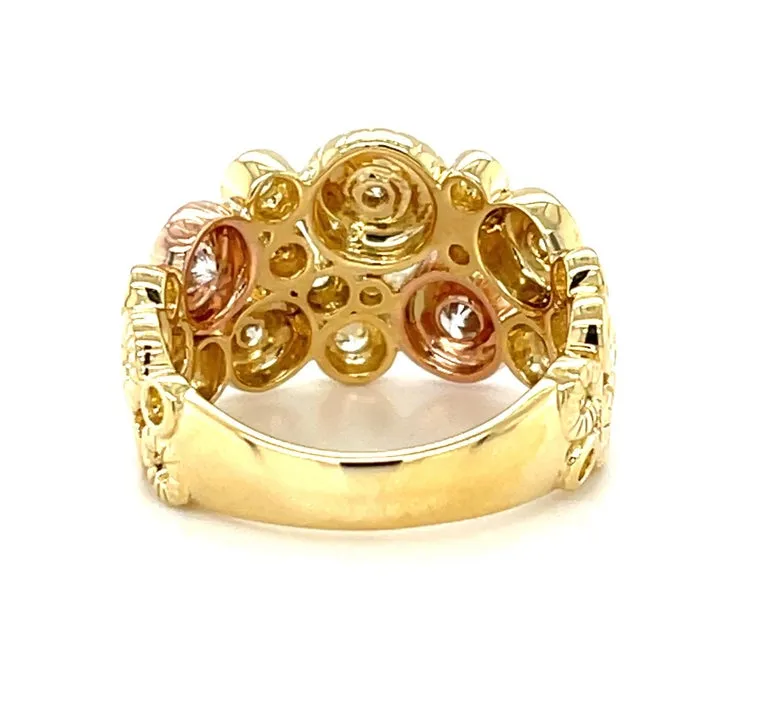 Diamond "Fireworks" Band Ring in 18k Rose and Yellow Gold