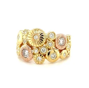 Diamond "Fireworks" Band Ring in 18k Rose and Yellow Gold