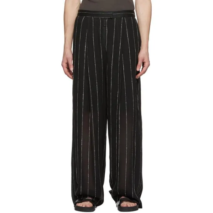 Dion Lee Black Chalk Stripe Float Trousers