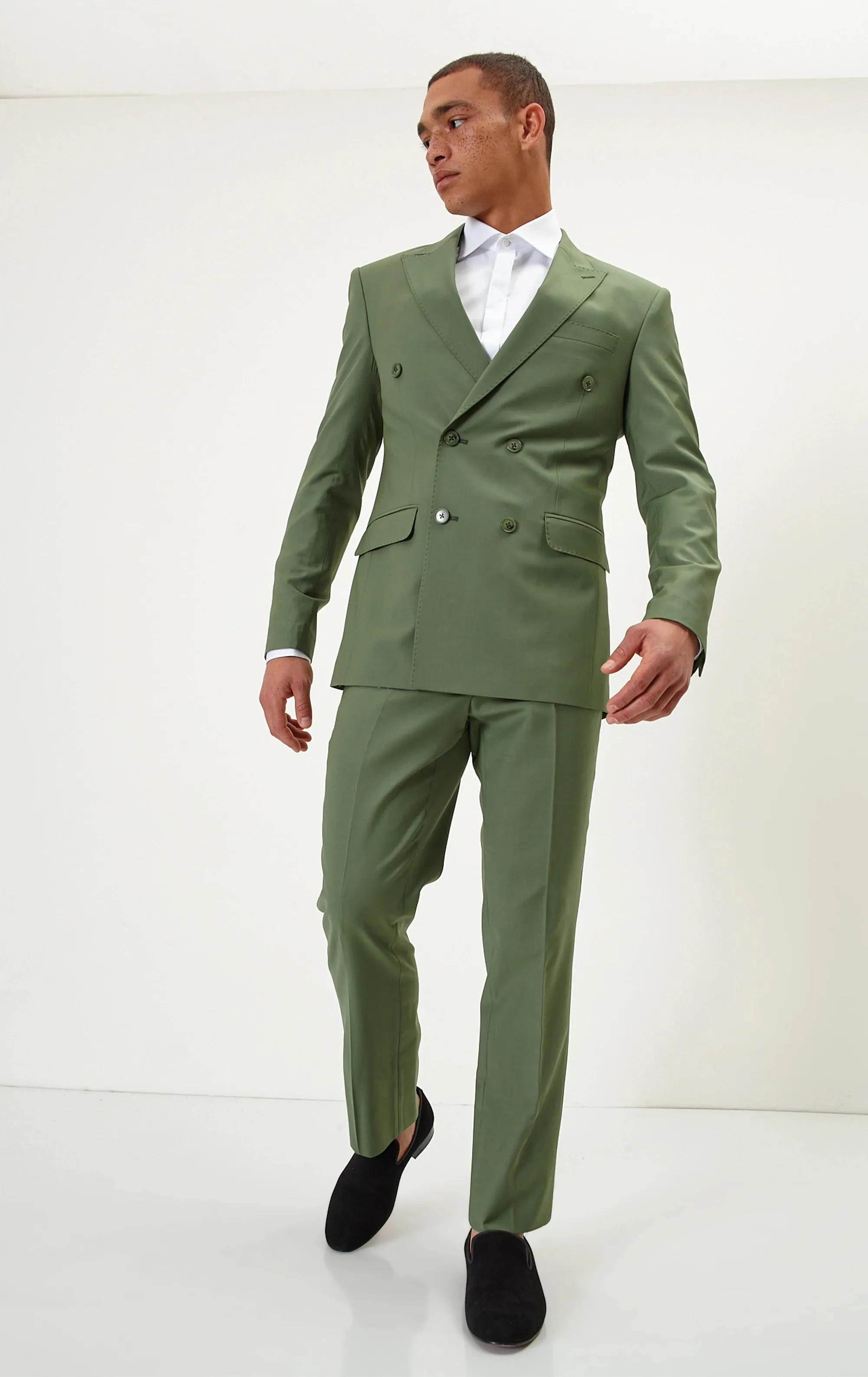 Double Breasted Merino Suit - Kale