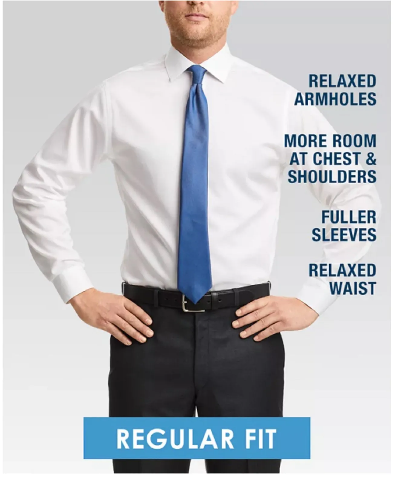 Eagle Men's Non-Iron Collar Check Flex Dress Shirt, Blue,18.5 34/35