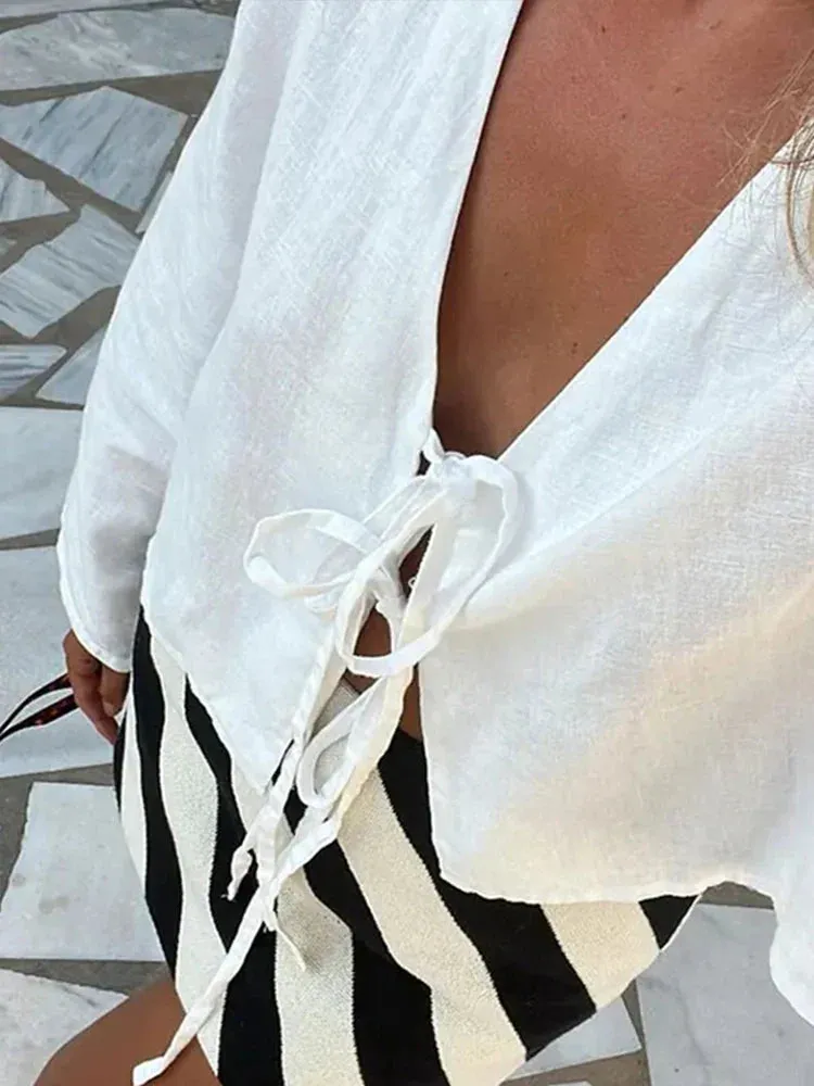 Embroidery Applique Vintage Female Blouse for Summer