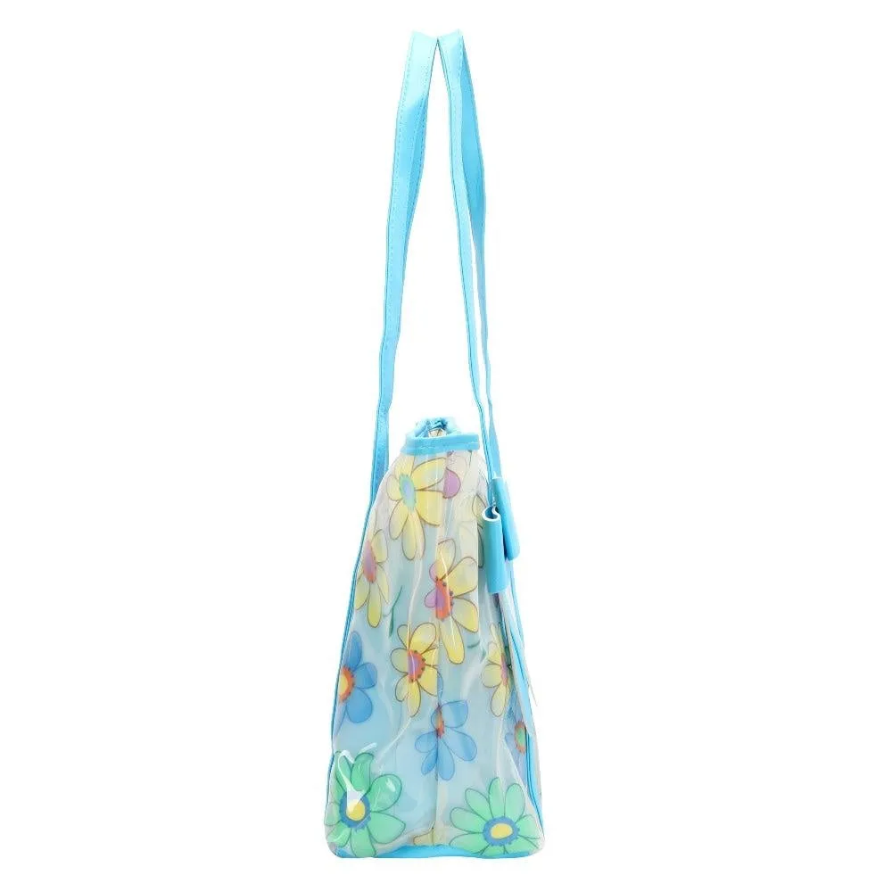 FabSeasons Blue Floral Printed Large Shoulder Bag With Bow