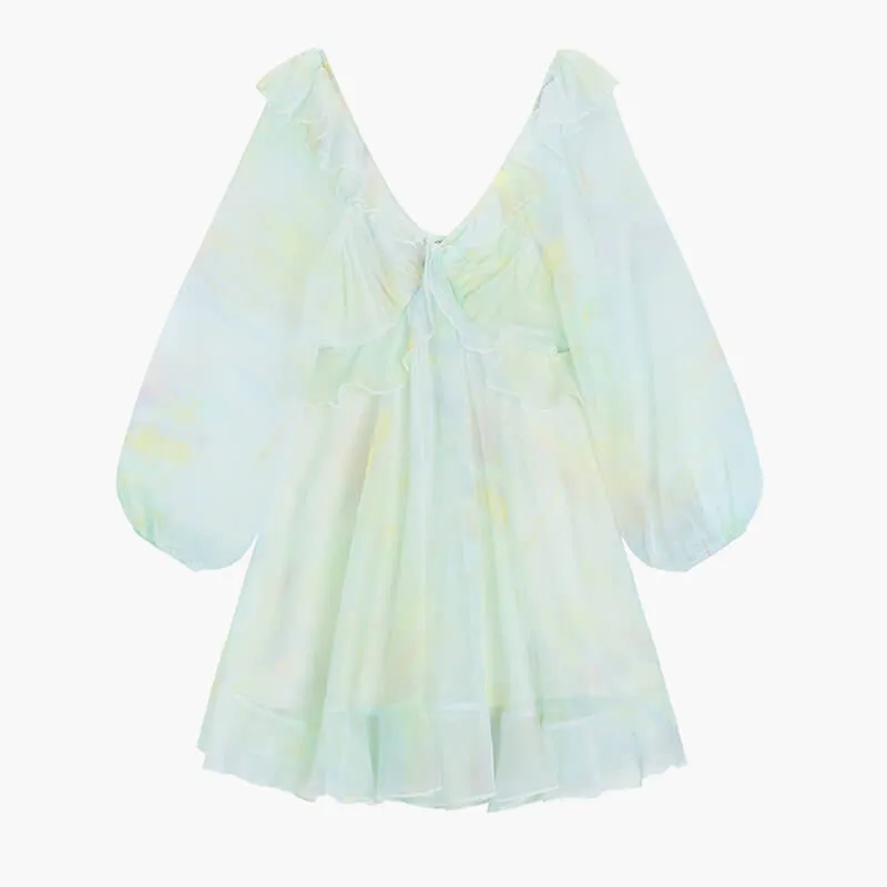 Fairycore Aesthetic Dress Light Ruffled Off Shoulder