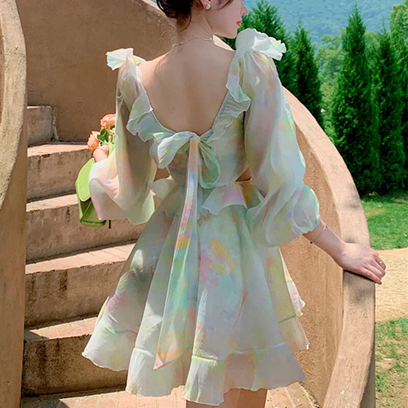Fairycore Aesthetic Dress Light Ruffled Off Shoulder