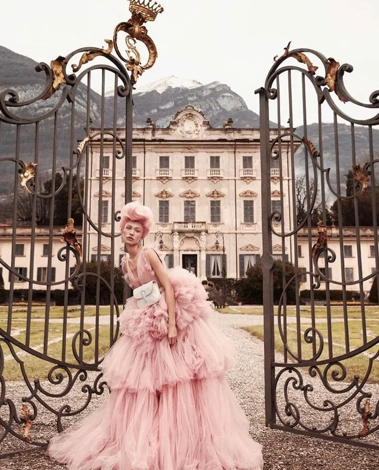 Kinslee V-Neck Pink Dress Evening Dress
