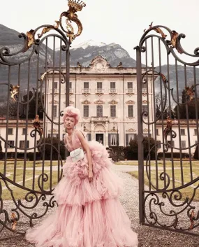 Kinslee V-Neck Pink Dress Evening Dress