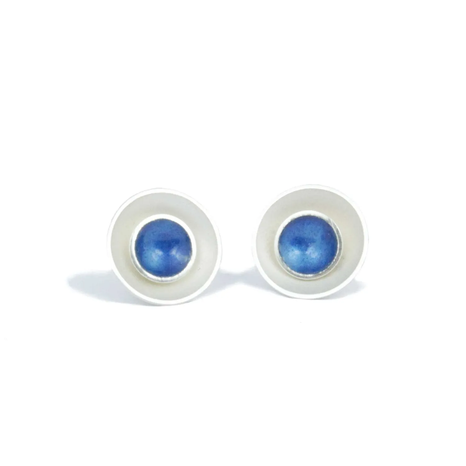 Large Enamel and Silver Target Studs Earrings - Inner Enamel