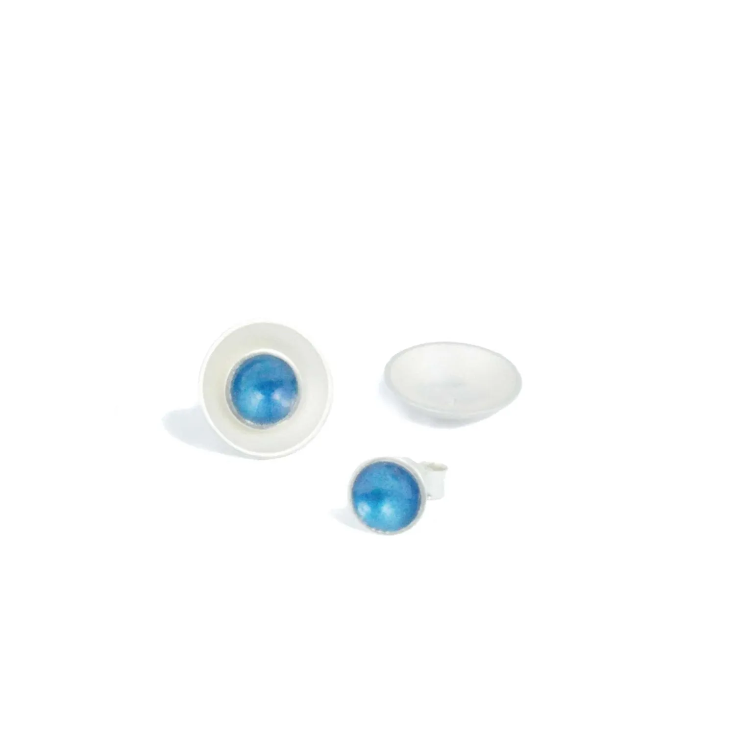 Large Enamel and Silver Target Studs Earrings - Inner Enamel
