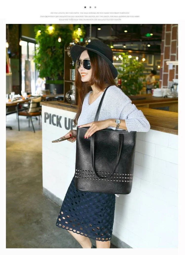 Large Rivet tote Women Shoulder Bag, Messenger Bag