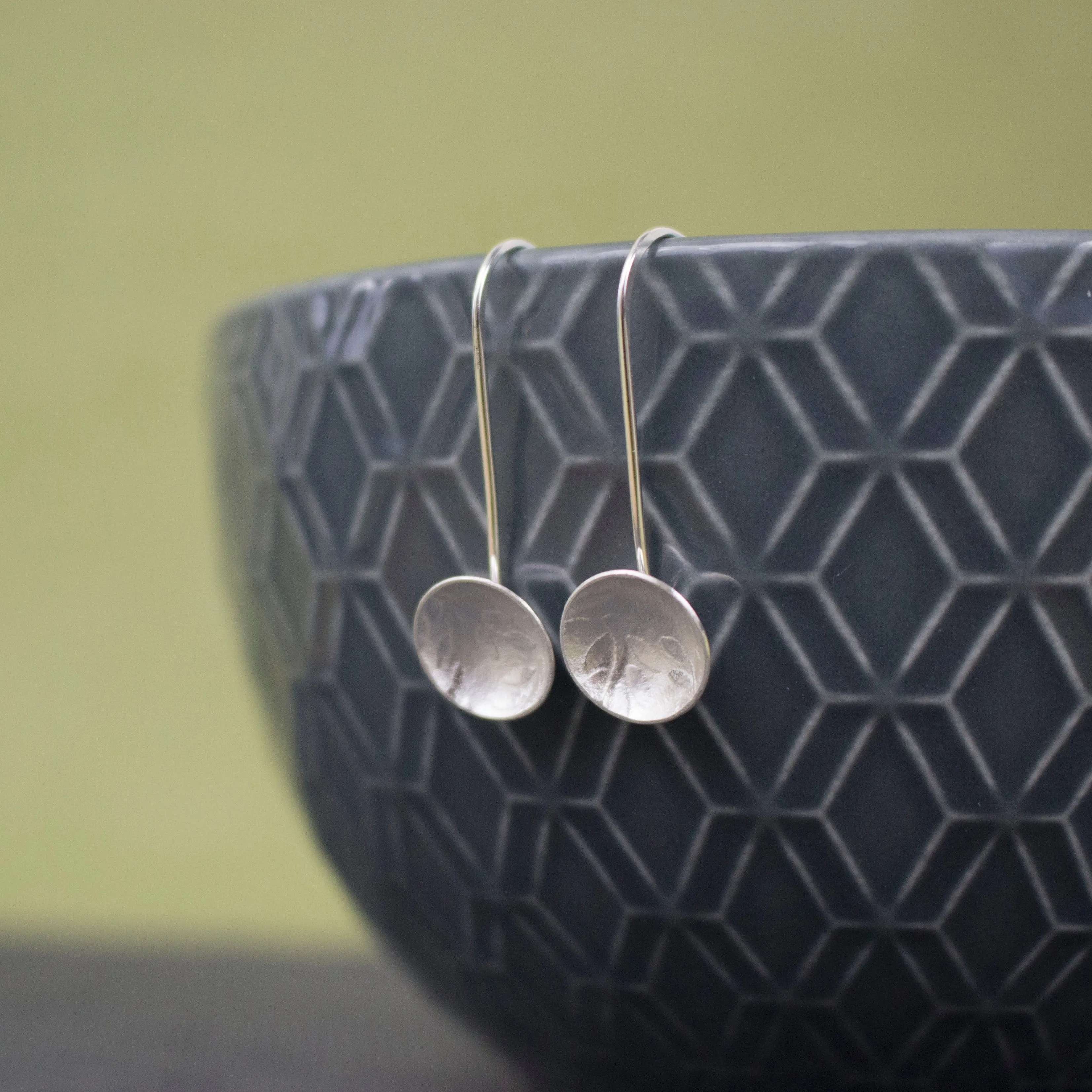 Leaf Cup Drop Silver Earrings