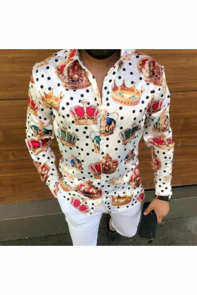 Luxury Crown Black Dot Printed Shirts
