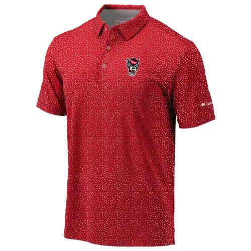 NC State Wolfpack Columbia Red Wolfhead Slicer Printed Polo