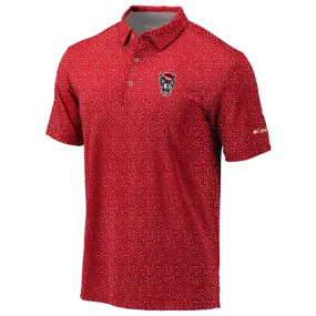 NC State Wolfpack Columbia Red Wolfhead Slicer Printed Polo