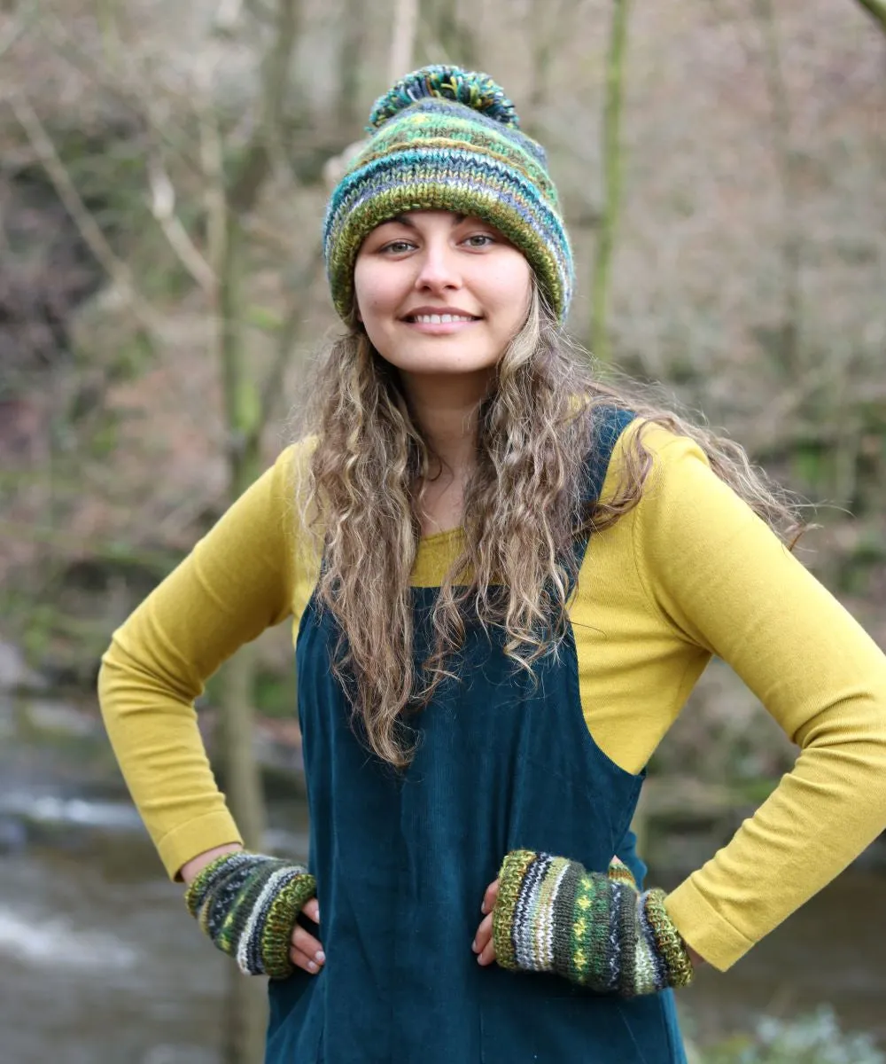 nordic knit wool bobble hat
