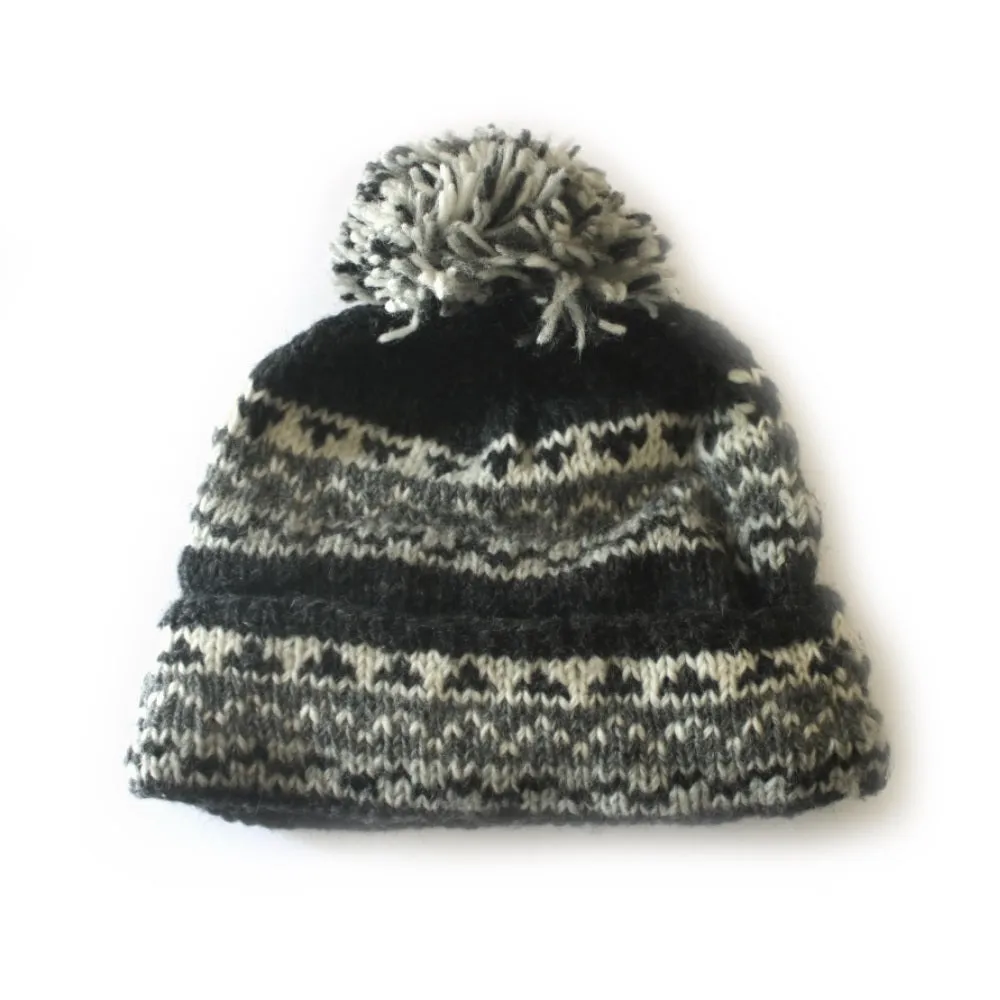 nordic knit wool bobble hat